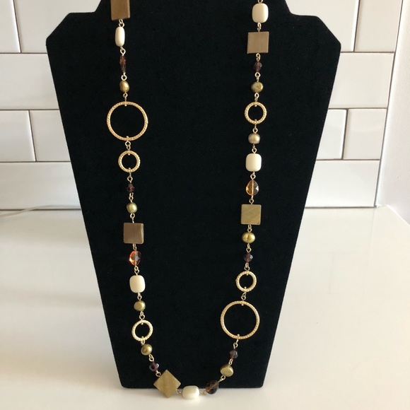 Lia Sophia Gold Tone and Warm Hue Stones Necklace - Picture 2 of 6
